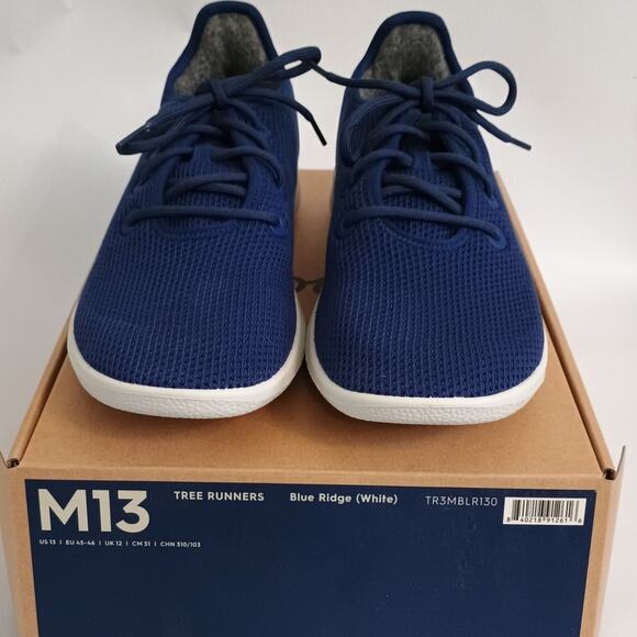 New Allbirds Tree Runners Shoes Size 13 Blue Ridge White - Picture 3 of 11
